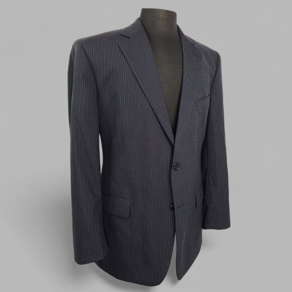 Brooks Brothers 346 Black Striped 2-Piece Suit 43R- Pants W46xL28 - Picture 2 of 16